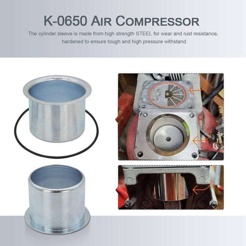 Thaekuns K-0650 مجموعة أسطوانة ضاغط الهواء وحلقة الضغط، مجموعة خدمات ضاغط الهواء لكرافتسمان ديفيلبيس بورتر كابل - عبوة من 2 - Image 4